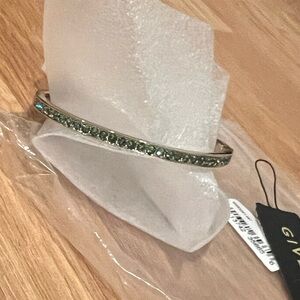 Givenchy Tone Round Crystal and Pave Hinged Bangle Bracelet